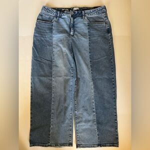 Ava & Viv women’s high rise straight leg jeans, med wash, stretch plus size 18R